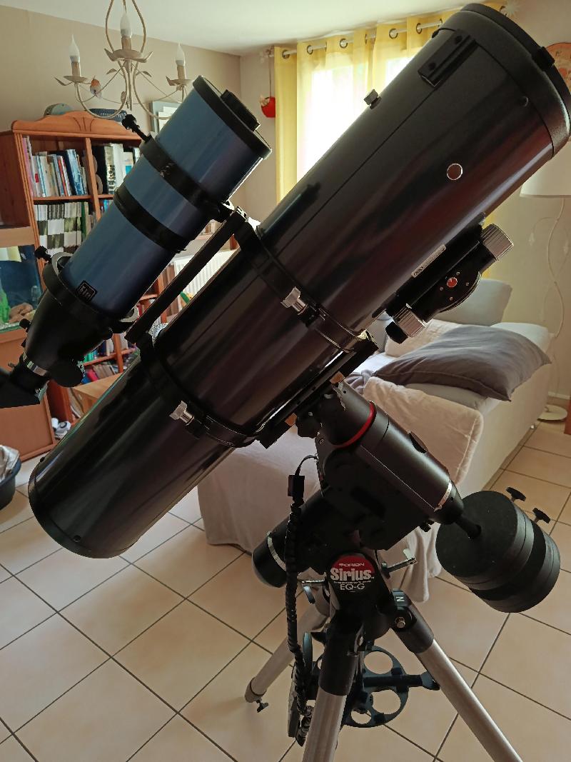 Vend mon setup Orion Sirius EQ G + Orion newton 150/750 et lunette de guidage