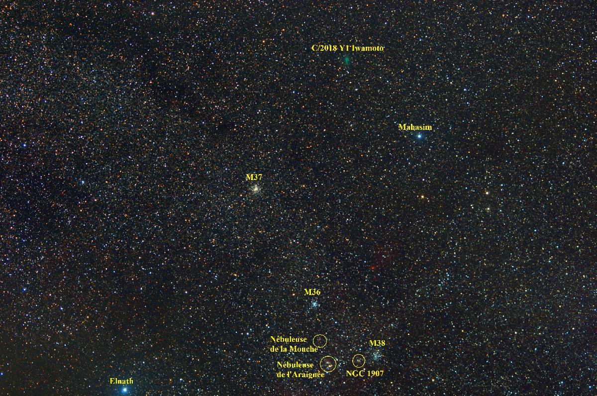 C/2018 Y1 Iwamoto au 23 02 2019 (étoiles) annotée