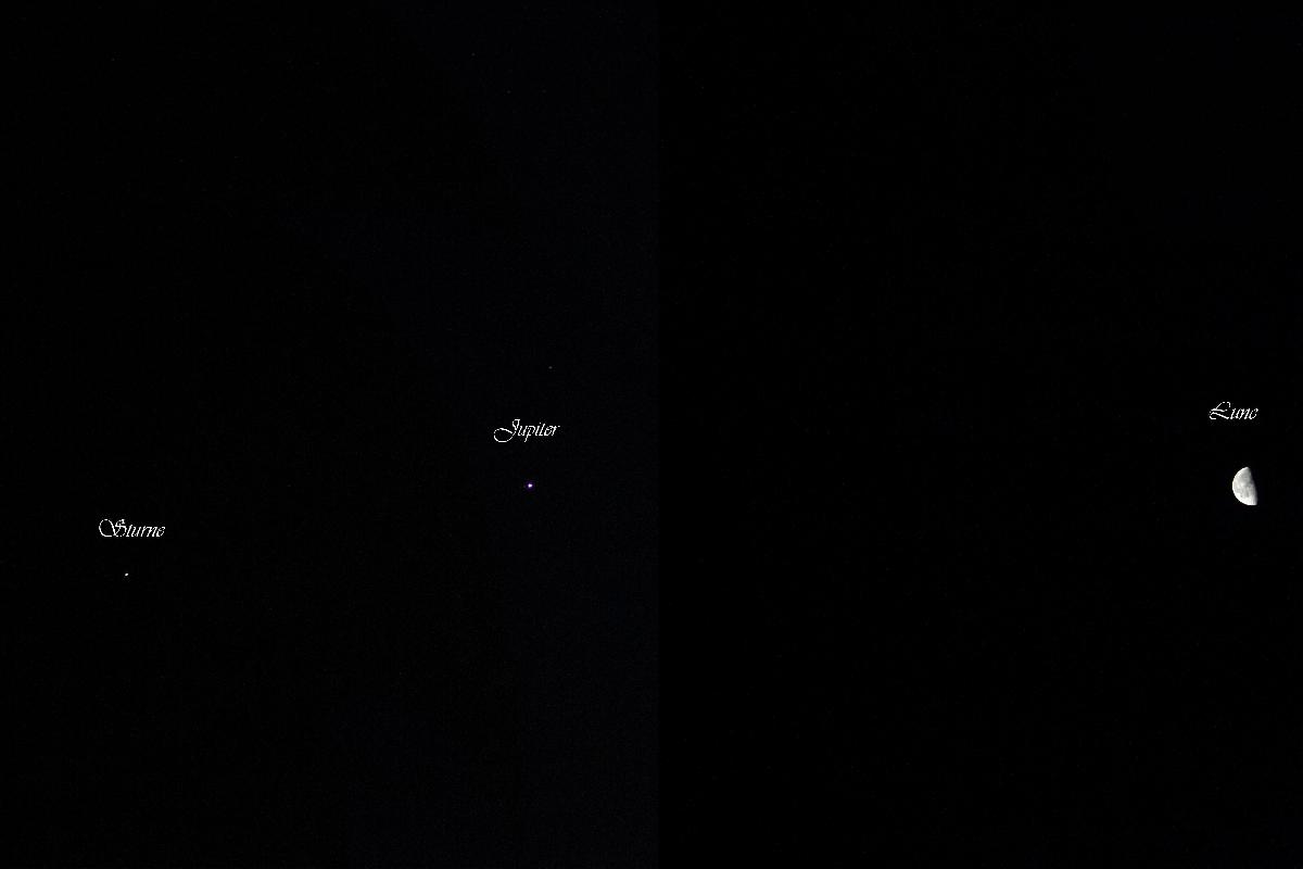 Rapprochement Lune/Jupiter/Saturne