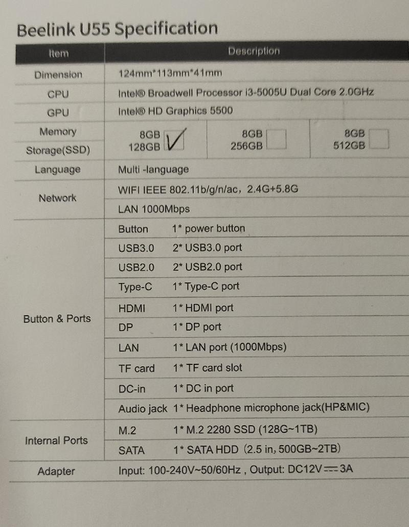 Mini PC Beelink Core I3 Mini PC Beelink Core I3