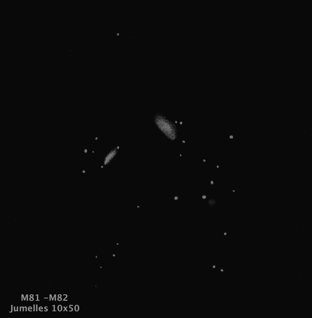 M81-M82-NGC 3077  Jumelles 10x50