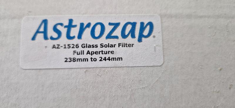 Filtre solaire pleine ouverture astrozap AZ-1526