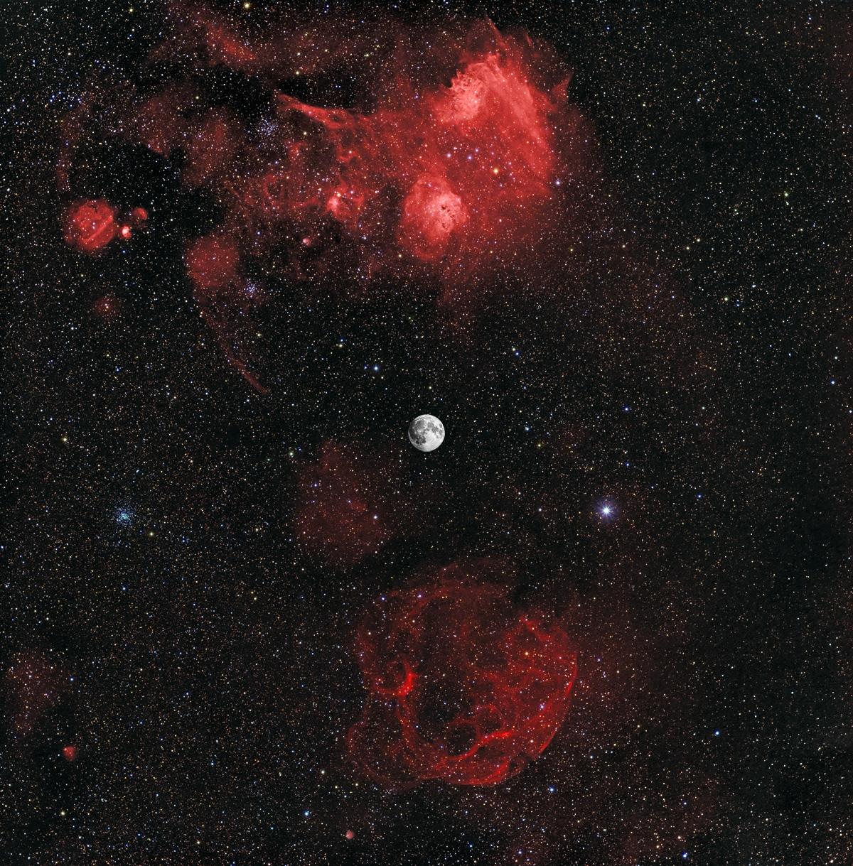 ic405 simeis 147 + moon