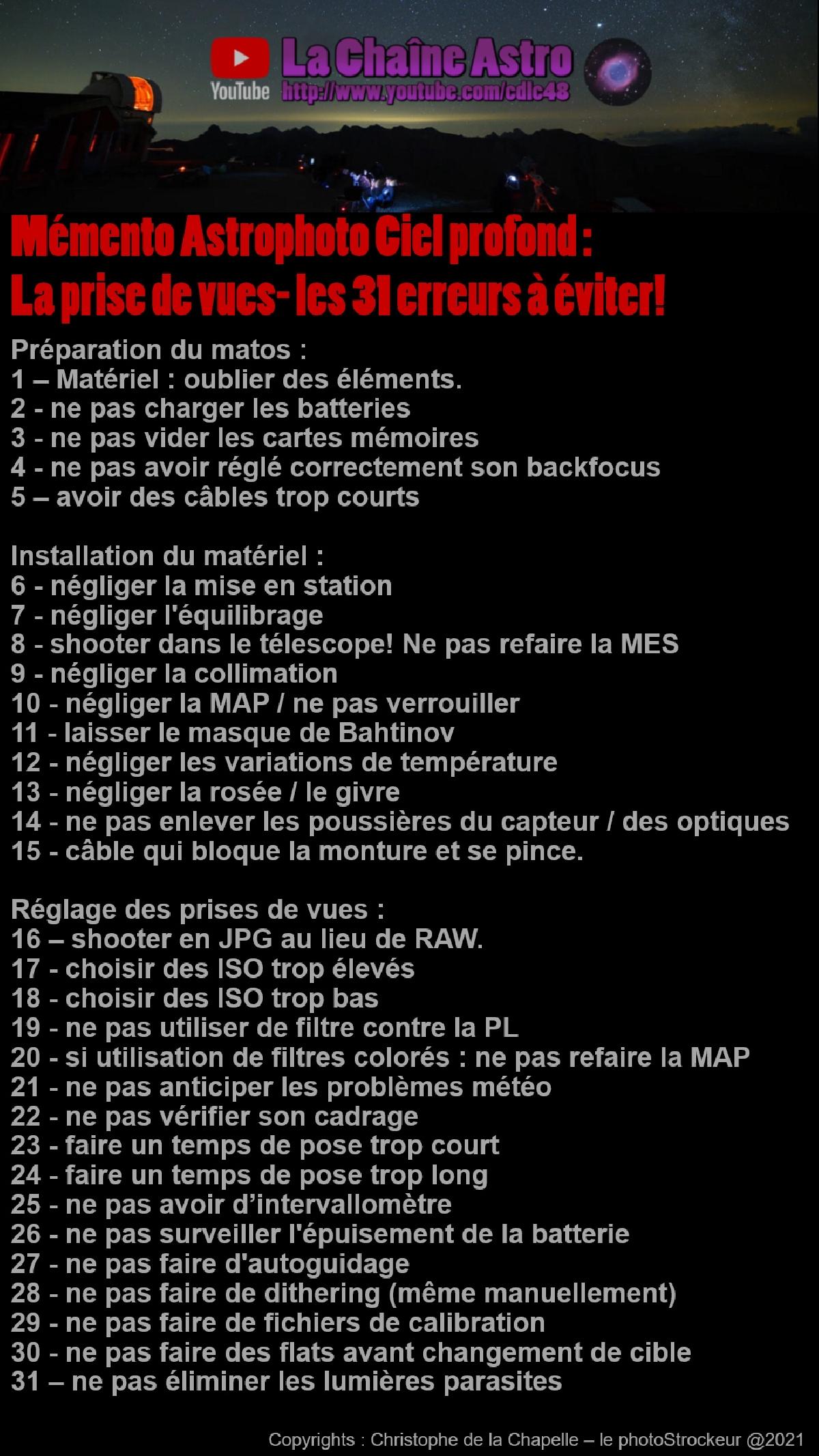 erreurs classiques en astrophoto erreurs classiques en astrophoto