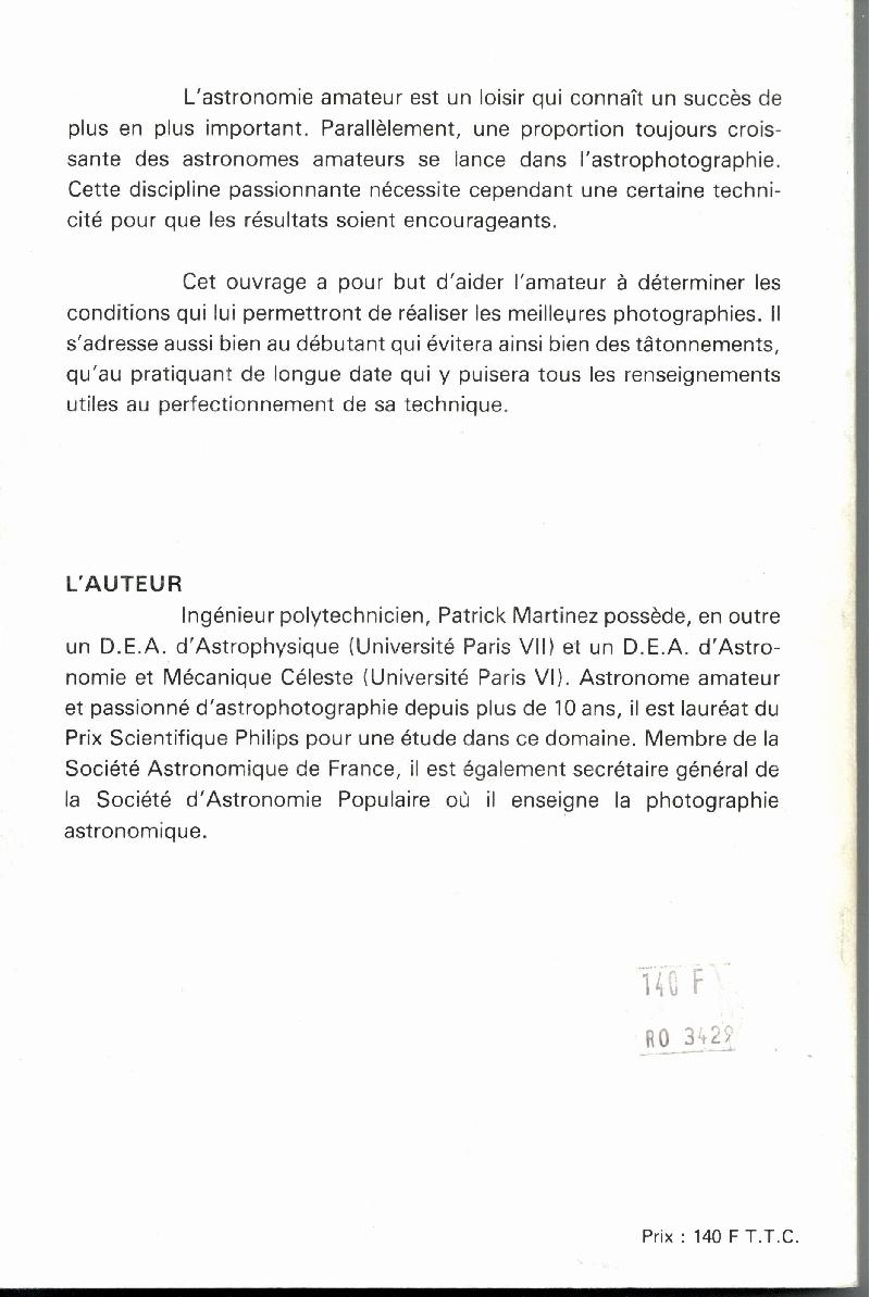 livre ASTROPHOTOGRAPHIE P. Martinez