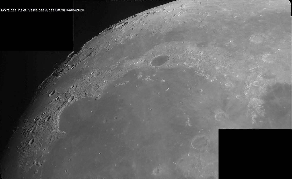 Vallée des Alpes et Sinus Iridum c8 du 0405/2020 Vallée des Alpes et Sinus Iridum c8 du 0405/2020