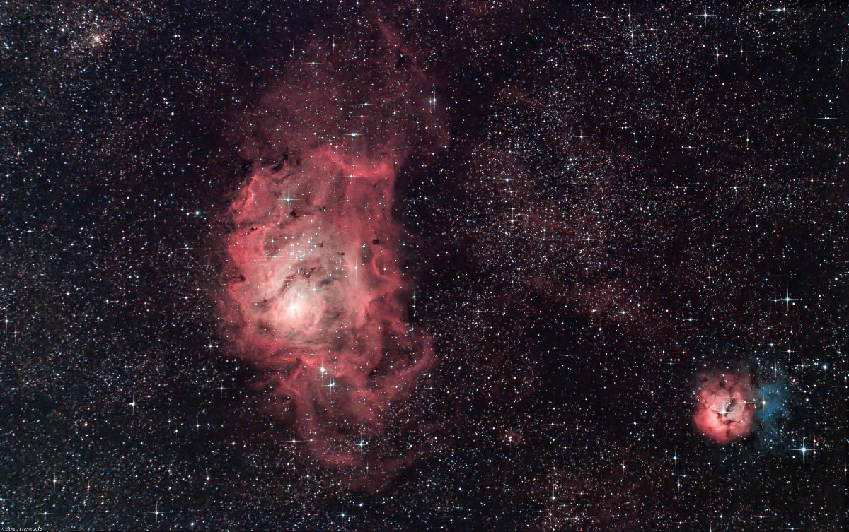 M8 & M20 - Nébuleuses du Lagon et Trifide (HaGB-RGB) M8 & M20 - Nébuleuses du Lagon et Trifide (HaGB-RGB)