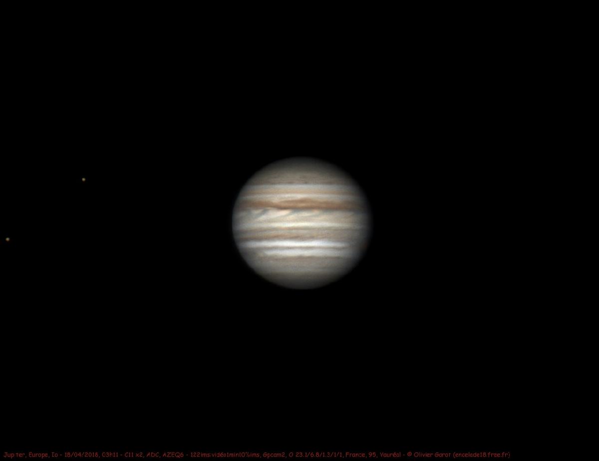 Jupiter, Io, Europe, 18/04/2018, 03h11 Jupiter, Io, Europe, 18/04/2018, 03h11