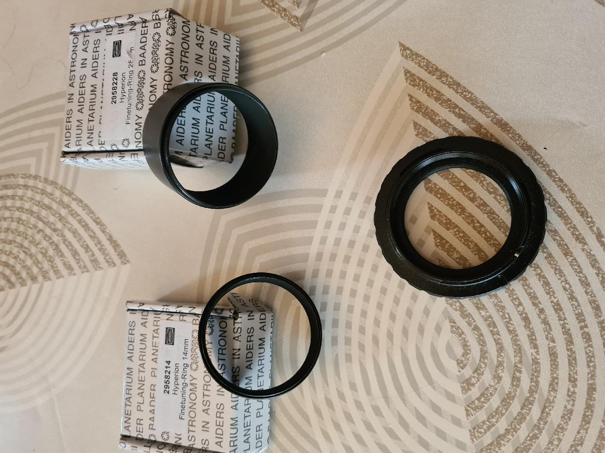 bagues d'extension Hyperion de 14 et 28 mm + Bague T Sky-Watcher pour boitier Canon EOS bagues d'extension Hyperion de 14 et 28 mm + Bague T Sky-Watcher pour boitier Canon EOS
