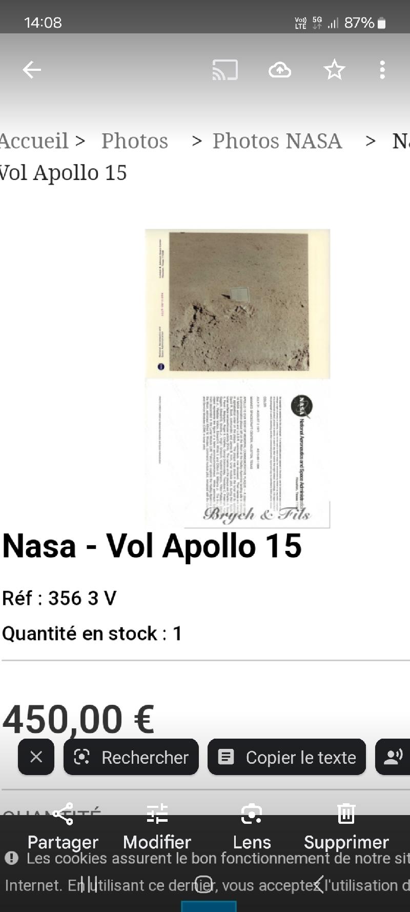Véritable Photo d apollo 15 lune Véritable Photo d apollo 15 lune