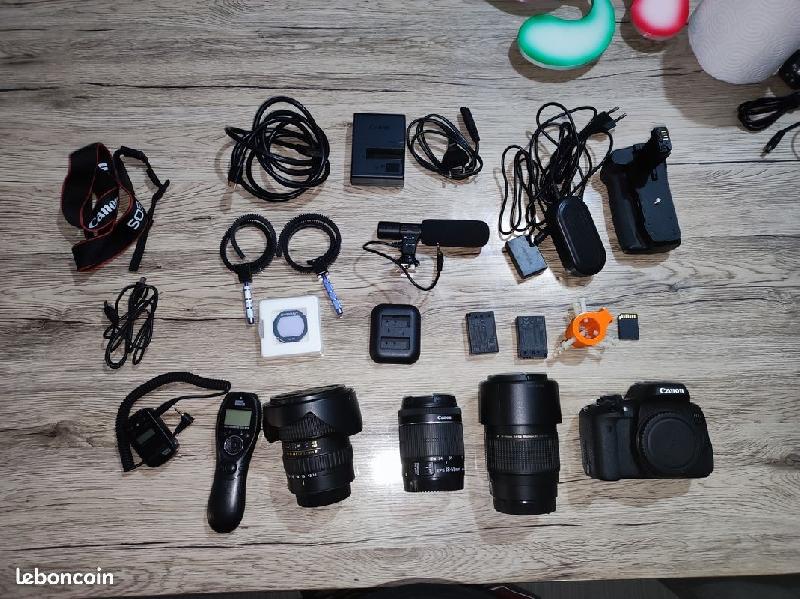 Canon EOS 750D + sac a dos + 3 objectifs + accessoires