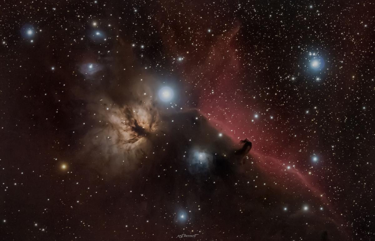 NGC-2024 et IC-434 Nébuleuse de la flamme et de la tête de cheval