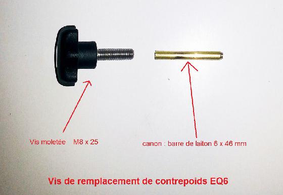 vis de remplacement pour contrepoids EQ6