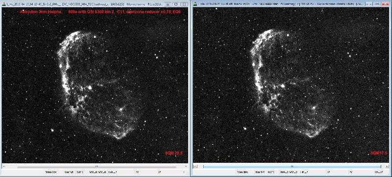 comparaison astrodon 3nm Ha Paris vs Campagne