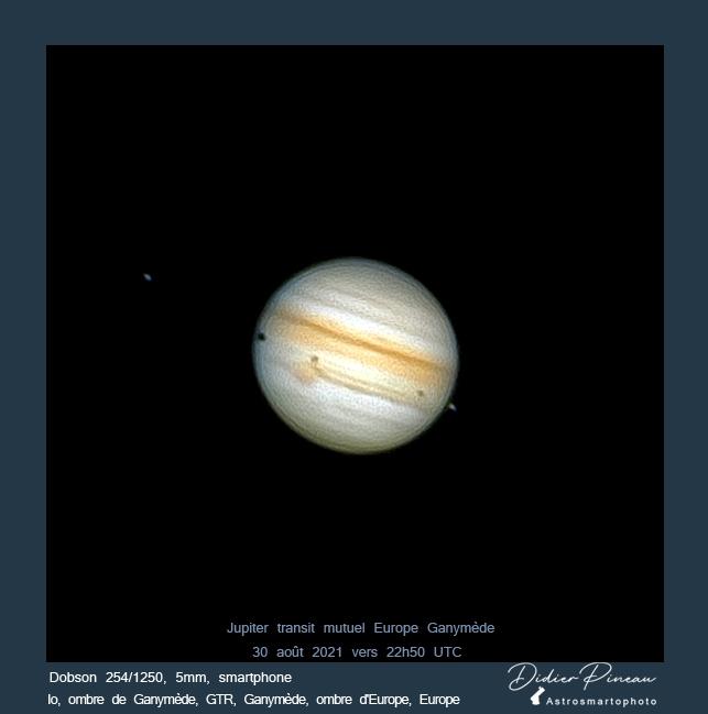 Jupiter, double transit de Ganymède et Europe Jupiter, double transit de Ganymède et Europe