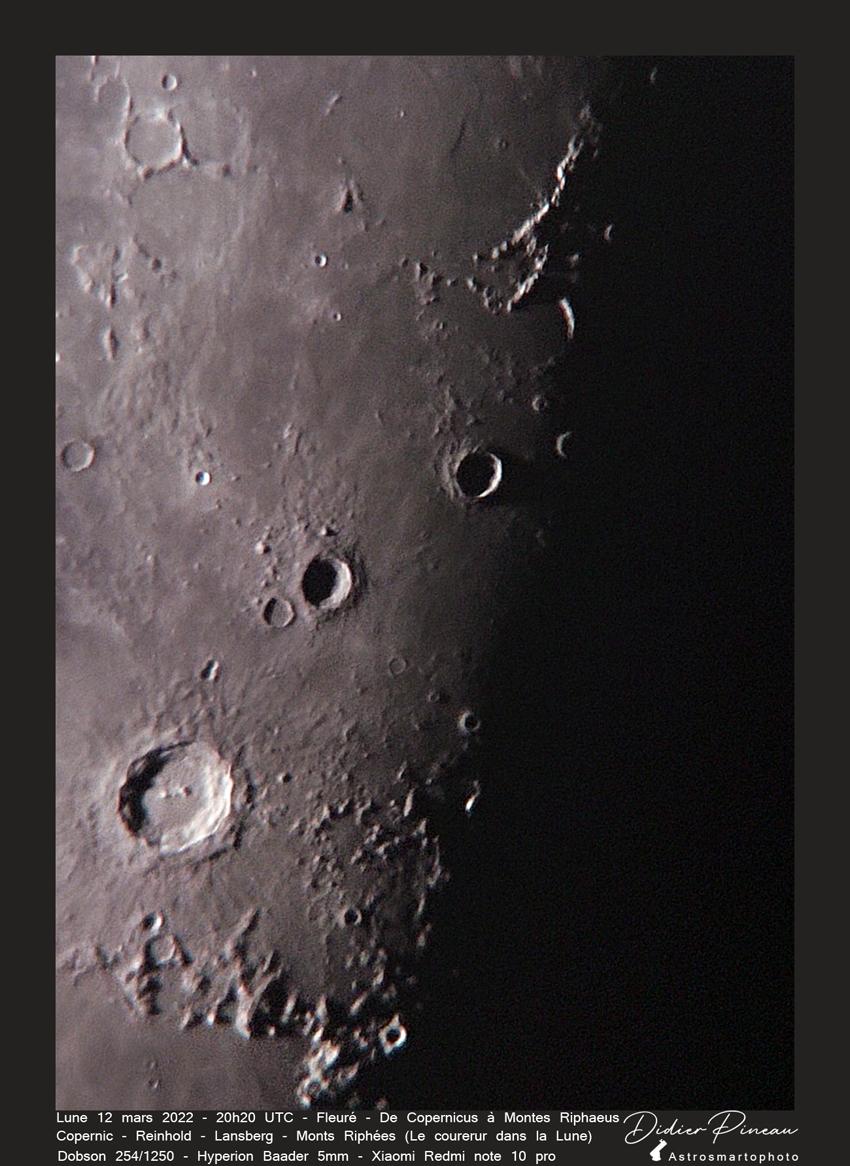 Lune 12 mars 2022 + De Copernicus à Montes Riphaeus Lune 12 mars 2022 + De Copernicus à Montes Riphaeus