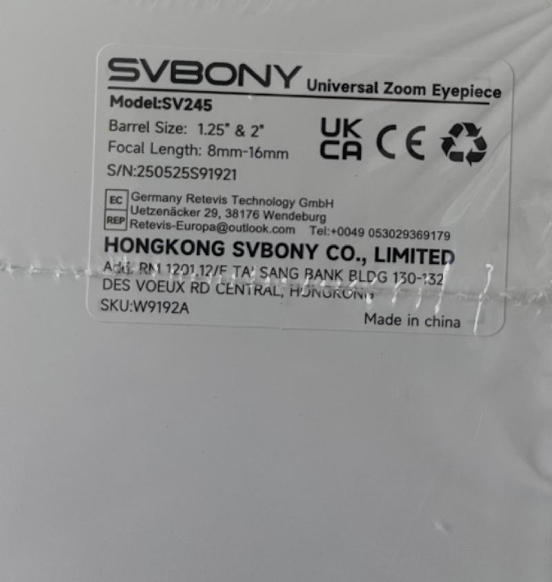 Oculaire ZOOM SVBONY SV245