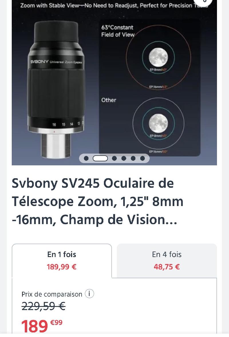 Oculaire ZOOM SVBONY SV245