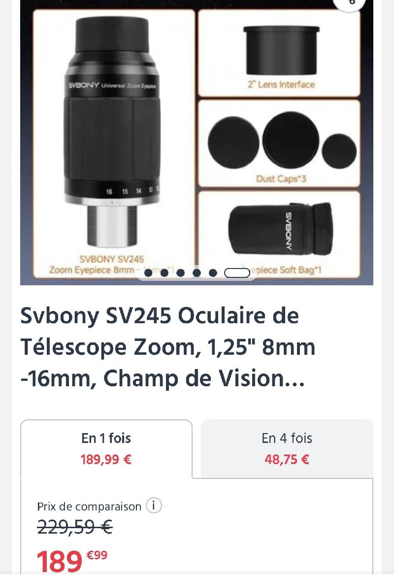 Oculaire ZOOM SVBONY SV245