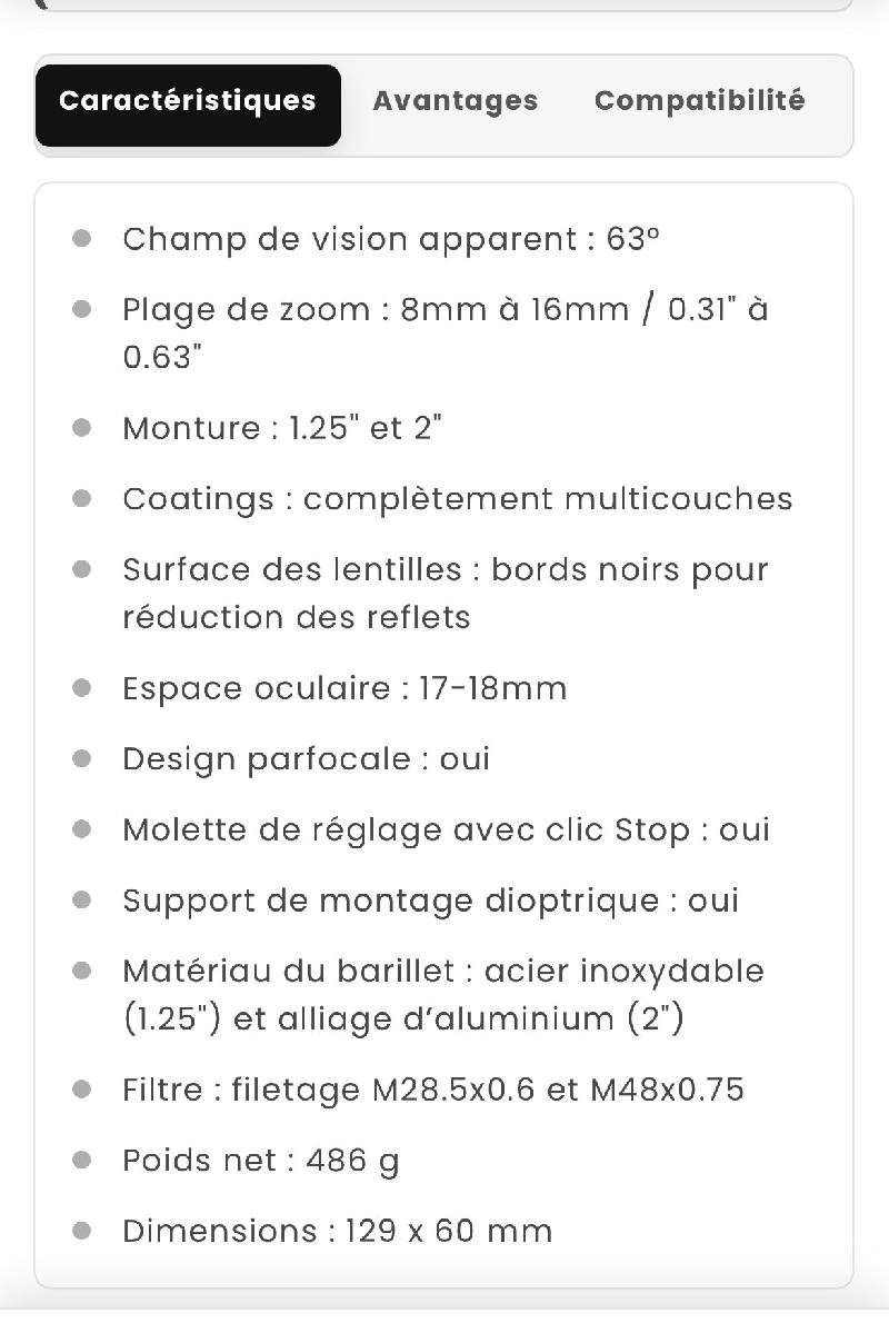 Oculaire ZOOM SVBONY SV245