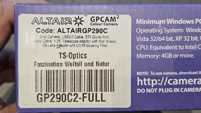 Caméra Altair GPCam2 290!c