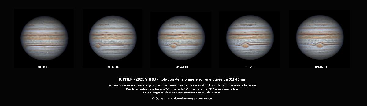 Jupiter - rotation sur 01H45