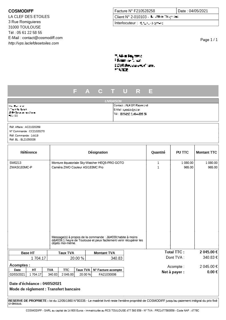 Caméra ZWO ASI-183MC Pro