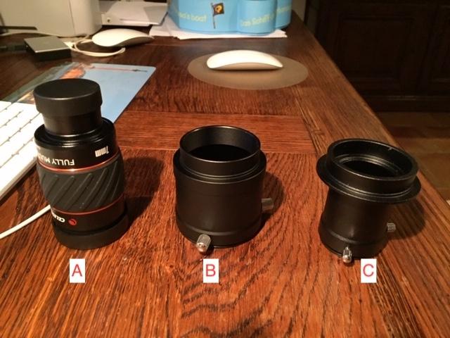 Mon oculaire et les deux adaptateurs Mon oculaire et les deux adaptateurs