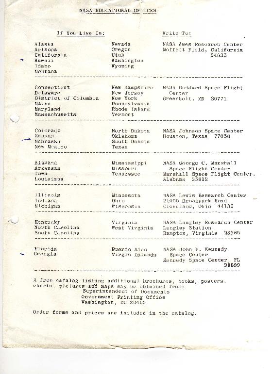 adresse des cites de la NASA