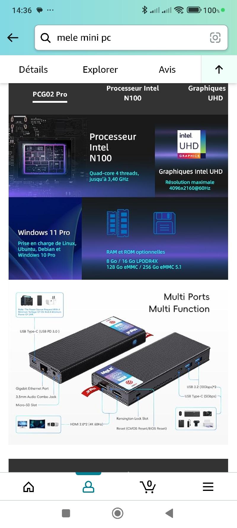 Mini PC Mele Windows 11 8G ram 256 Go Mini PC Mele Windows 11 8G ram 256 Go