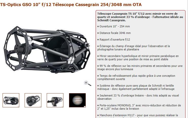 Cassegrain  TS optics GSO 10 (F/D=12) 254/3048mm OTA