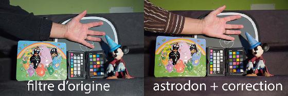 Filtré vs Astrodon lumière halogène + color passport Filtré vs Astrodon lumière halogène + color passport