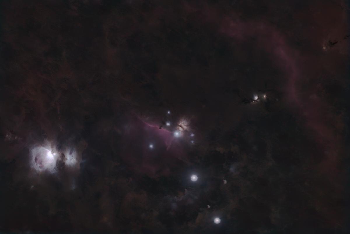 Orion + tete de cheval + M78 + Barnard loop + Croquemitaine + nebuleuses sombres Orion + tete de cheval + M78 + Barnard loop + Croquemitaine + nebuleuses sombres