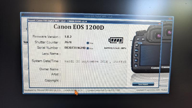 Canon EOS 1200D défiltré partiel Astro (7 678 déclenchements)