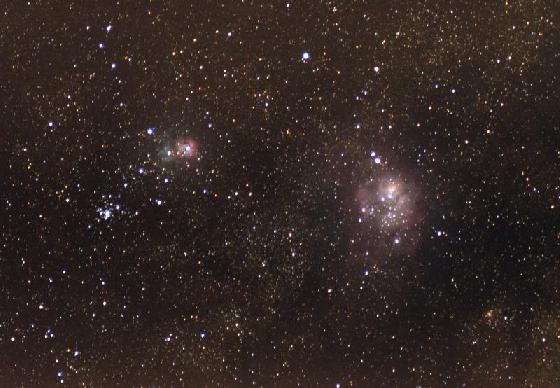 Messier 8 et 20 au téléobjectif 2011