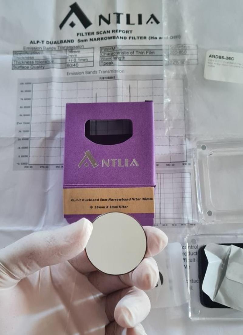Filtre ALP-T DUAL BAND (Ha-OIII) 5nm Antlia 36mm circulaire non monté