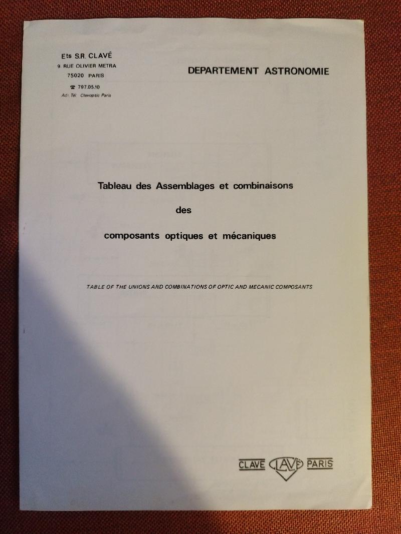 Document Clavé Paris - Tableau des assemblages et combinaisons