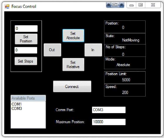 Logiciel Focus control Logiciel Focus control