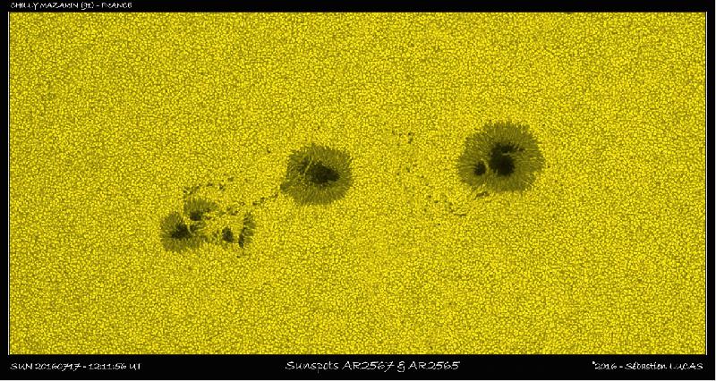 Tâches Solaires AR 2565 &2567 Tâches Solaires AR 2565 &2567