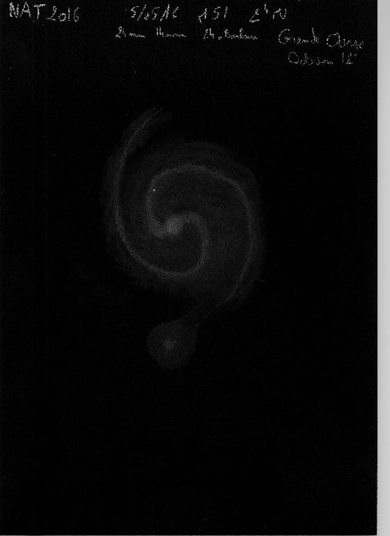 M51 pastel sec sur noir NAT 2016
