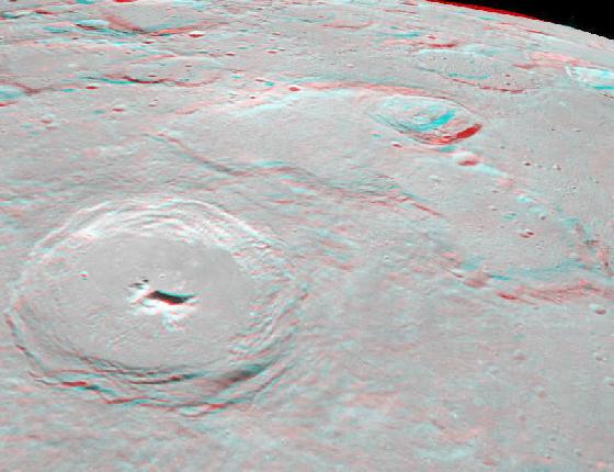 Lune Cratère Pythagore 3D anaglyphe Lune Cratère Pythagore 3D anaglyphe