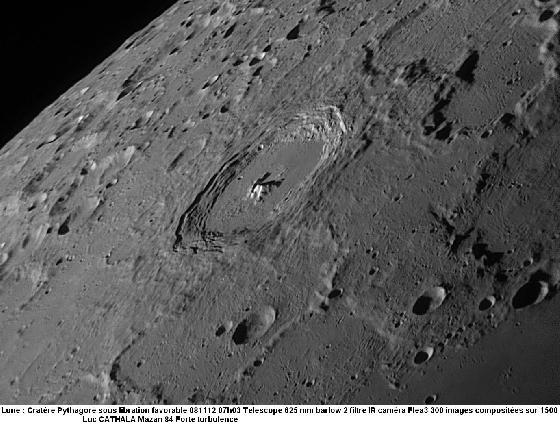 Lune 08/11/12 cratère Pythagore au 625 mm Lune 08/11/12 cratère Pythagore au 625 mm