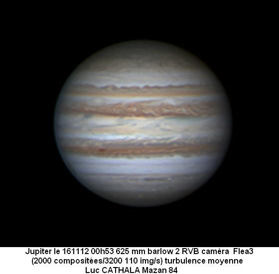 Jupiter du 16/11/12 au 625 mm barlow2 en RVB Jupiter du 16/11/12 au 625 mm barlow2 en RVB