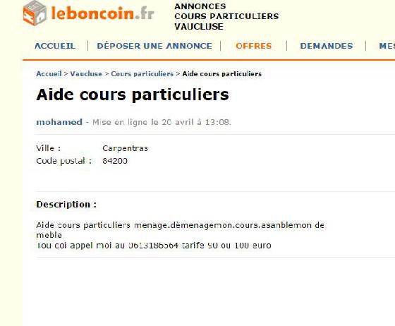 Cours particuliers Cours particuliers