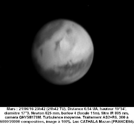 Mars au 625mm 210616 barlow 4 IR805 turbu moyenne QHY5 178m Mars au 625mm 210616 barlow 4 IR805 turbu moyenne QHY5 178m