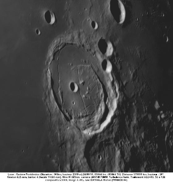 Cratère Posidonius 240616 au 625 mm et QHY5-III 178mm 70% Cratère Posidonius 240616 au 625 mm et QHY5-III 178mm 70%