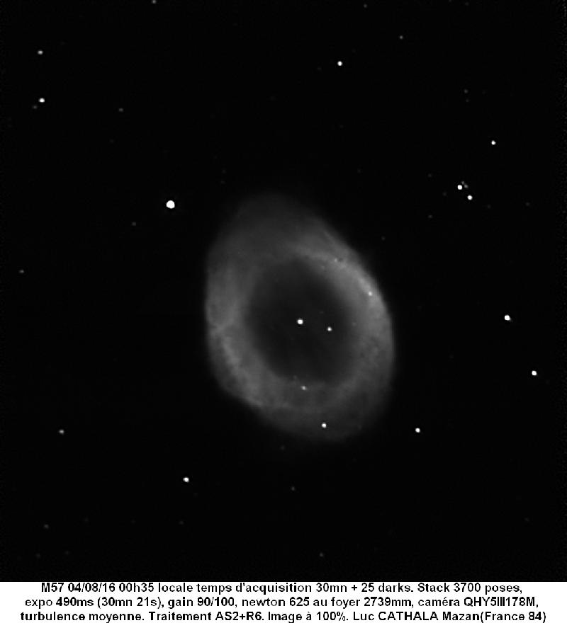 M57 au 625 mm au foyer 2739mm 04/08/16 490 ms gain 90/100 30MN21S M57 au 625 mm au foyer 2739mm 04/08/16 490 ms gain 90/100 30MN21S