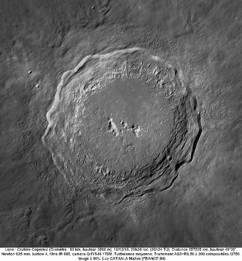Cratère Copernic 10/12/16 625mm barlow 4 IR685 90% Luc CATHALA Cratère Copernic 10/12/16 625mm barlow 4 IR685 90% Luc CATHALA