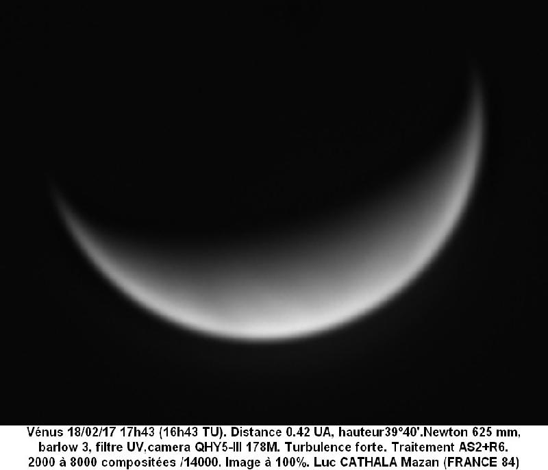 Vénus en UV barlow 3 625 mm 18/02/17 Luc CATHALA Vénus en UV barlow 3 625 mm 18/02/17 Luc CATHALA