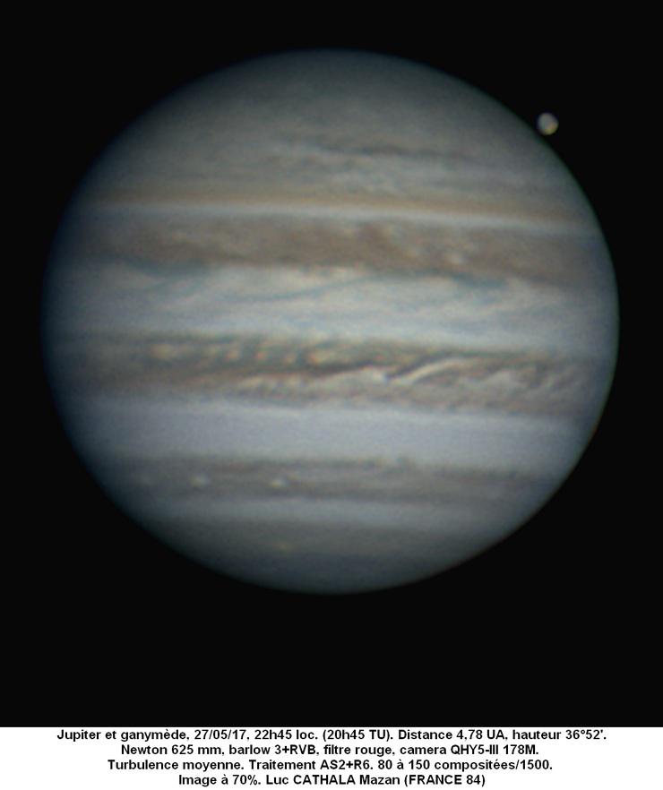 Jupiter et Ganymède 27/05/17 625mm barlow 3 +rvb 70% Luc CATHALA